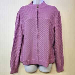 St. John Sport By Marie Purple Wool Blend Sweater Size L Full Zip Mature Capsule